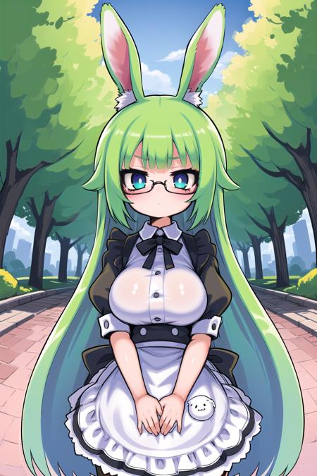 14970-4084810120-1girl, green hair, maid, (absurdly long hair_1.2), large breasts, expressionless, glasses, rabbit ears, jitome, looking at viewe.png